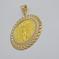 1947 Mexican Centenario Coin Charm Pendant Replica 50 Pesos With Bezel 10kt Gold