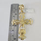 10k Yellow Gold Rope Chain Jesus Cross Charm Pendant 18-30'' Inch 8mm  Necklace