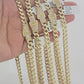 Real 10k Gold chain Cuban Link Monaco necklace 7mm 16-30 Inches CZ Box Lock 10KT