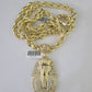 10k Yellow Gold Rope Chain Pharaoh Charm Pendant 18-30''Inch 8mm Necklace