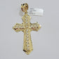 10k Yellow Gold Franco Chain Necklace Jesus Cross Charm Pendant 3mm 18-26 Inches