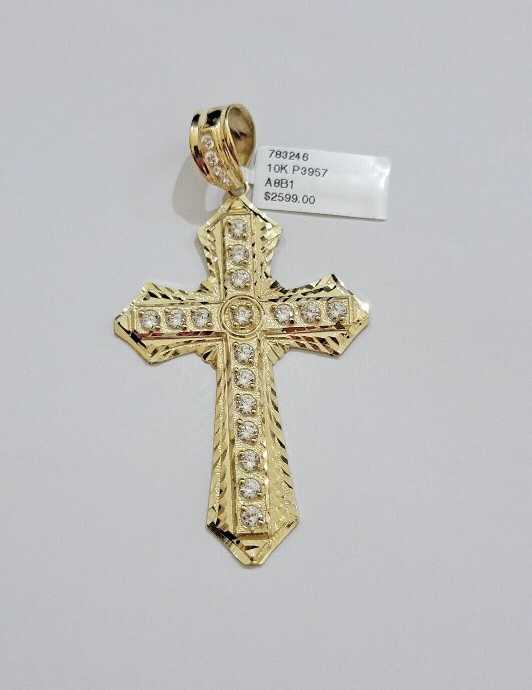 10k Yellow Gold Franco Chain Necklace Jesus Cross Charm Pendant 3mm 18-26 Inches