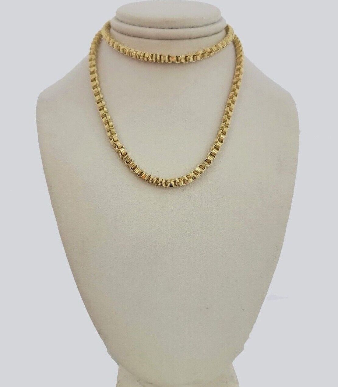 Real 10k Gold 3mm Box Byzantine Chain Necklace 20" 22" 24'' 26'' 28'' Inches NEW