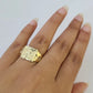 10k Nugget Ring Cuban Yellow Gold Women Men Real Genuine 10Kt