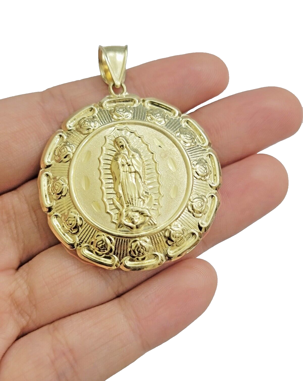 Real 10k Jesus Virgin Mary Charm Pendant Yellow Gold For 10kt Chain Necklace New