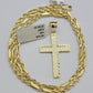 10k Gold Milano Rope Chain Plain Cross Charm Pendant Set 18-24'' Inches Necklace