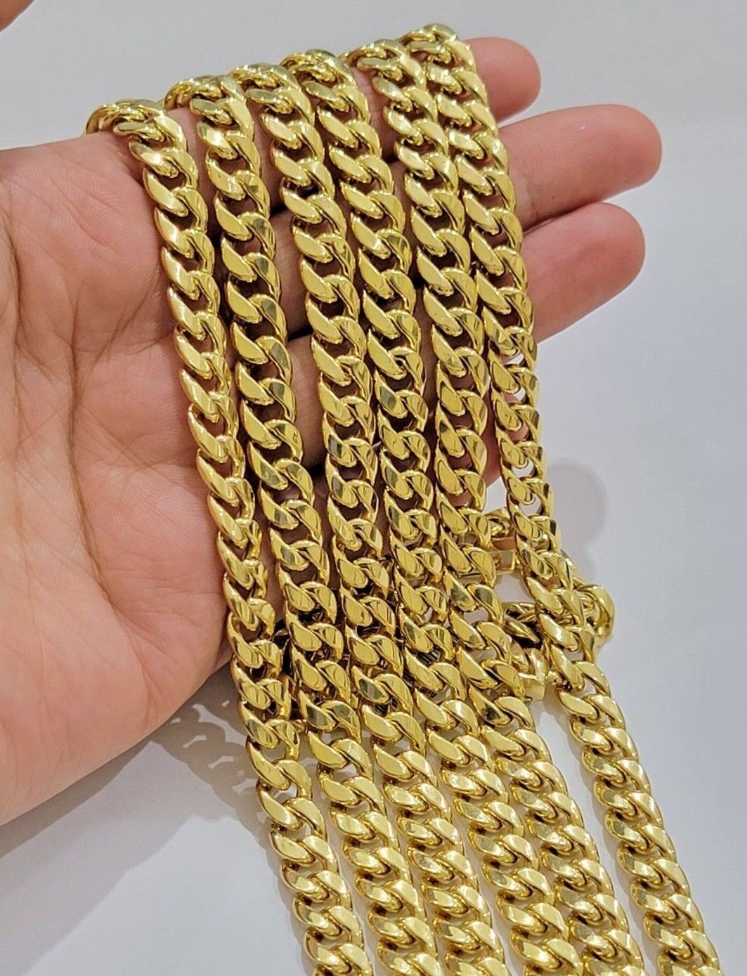 Real 10k Gold Chain Necklace Miami Cuban Link 18"-28" Inch 8mm Box Lock 10kt Men