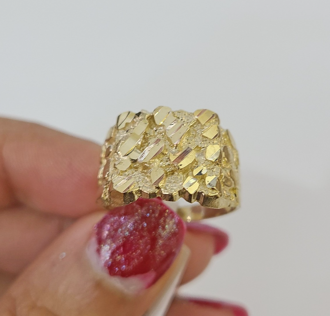 10k Nugget Ring Yellow Gold Women Men Real Genuine Size 6 7 8 9 10 11 & 12