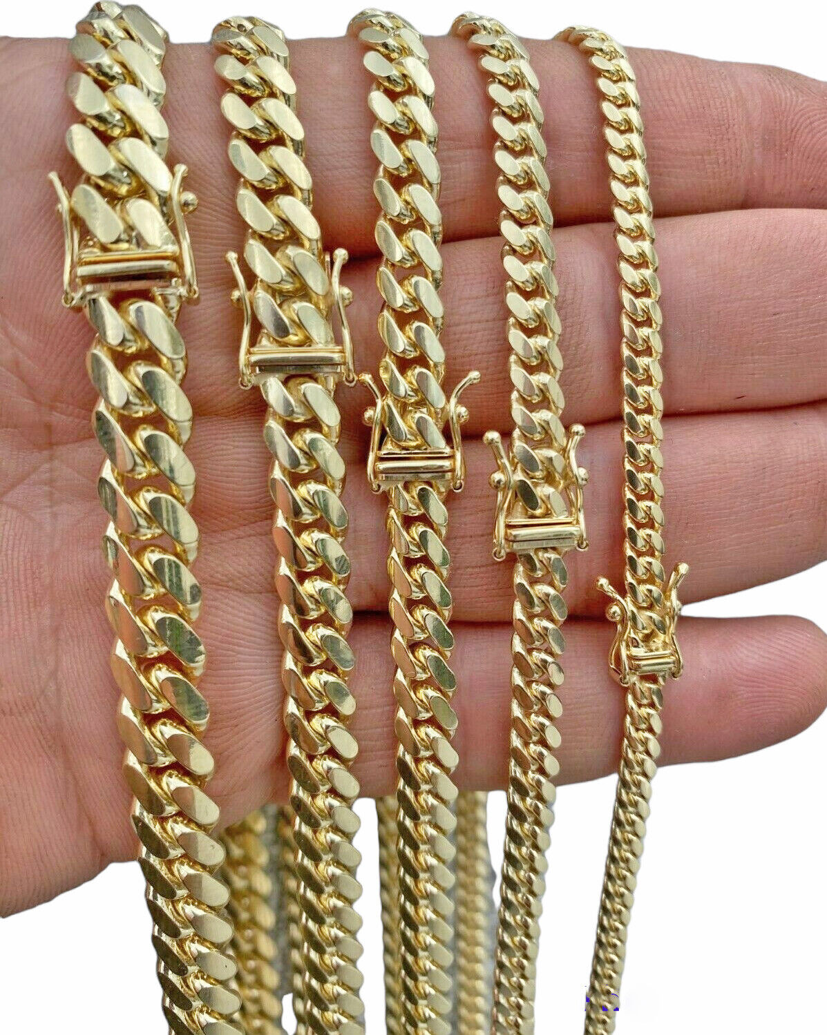 Real 10k Gold Chain Solid Miami Cuban Link Necklace 6mm 7mm 8mm 20"-28" Men's