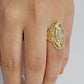 Ladies Ring 10k Yellow Gold Virgin Mary Cross 10KT REAL Gold Unique Size 5.5 END