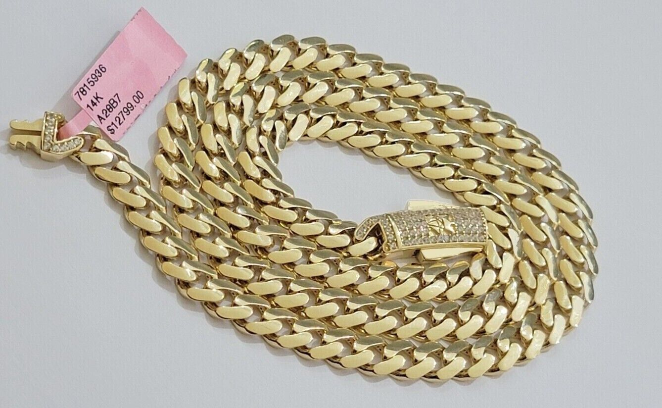 Real 14k Yellow Gold Monaco Chain Necklace 20" 22'' 24'' 26" Inch 7mm 14kt SALE