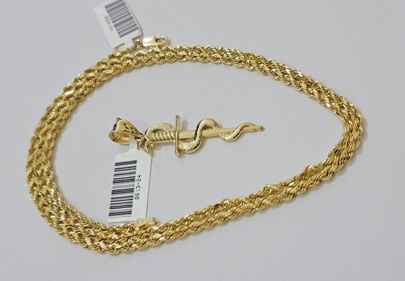 10kt Yellow Gold Rope Chain Snake Cross Charm Pendant 18-28'' Inch Necklace SALE