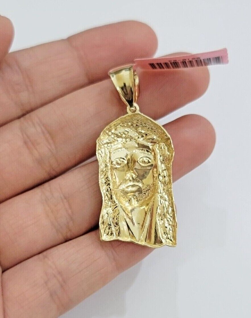 14k Yellow Gold Pendant Jesus Head Charm 14kt Yellow Gold For Men Different Size