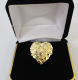10k Nugget Heart Ring Yellow Gold Women Real Genuine Size 6 7 8 9 10 11 & 12