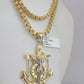 Real 10k Gold Byzantine Necklace Jesus Anchor Charm SET Chain 20"-28" 4mm