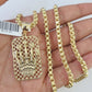 Real 10k Gold Chain Byzantine Necklace Crown Charm Pendant SET  18"-30 Inch 3mm