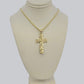 10k Gold Franco Chain Jesus Nugget Cross Charm Pendant 2mm 16-24 Inches Necklace