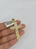 10k Jesus Nugget Cross Charm Pendant REAL 10Kt Yellow Gold Genuine Religious
