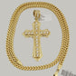 10k Yellow Gold Franco Chain Jesus Cross Charm Pendant 5mm 20-26 Inches Necklace