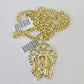 10k Gold Chain Jesus Head Pendant Set Miami Cuban link Necklace 5mm 20-30 Inch