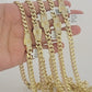 Real 10k Gold chain Cuban Link Monaco necklace 7mm 16-30 Inches CZ Box Lock 10KT