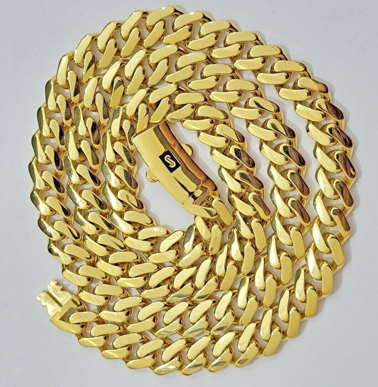 Real 10k Gold Chain Monaco Necklace Cuban Royal Link 8.5 mm 22" Inch Plain ,10KT