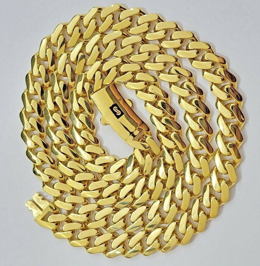 Real 10k Gold Chain Monaco Necklace Cuban Royal Link 8.5 Mm 22" Inch Plain ,10KT