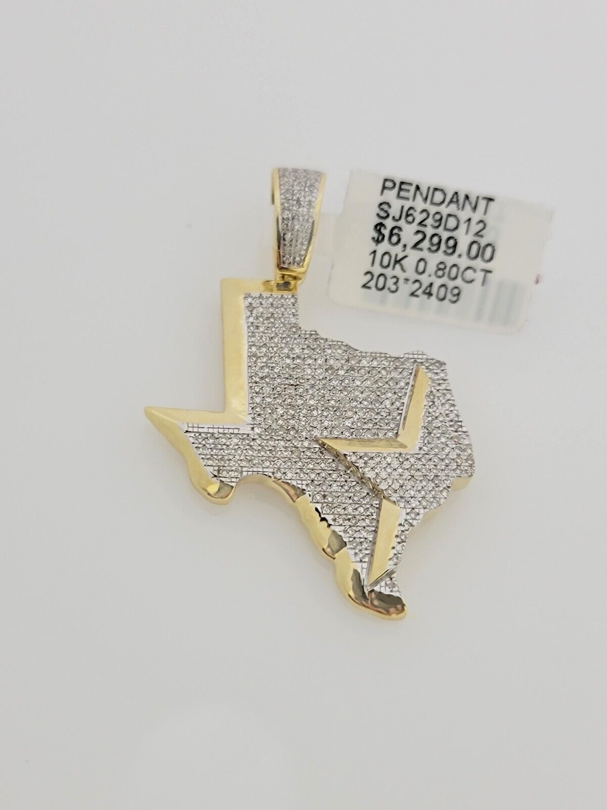 10k Yellow Gold Diamond Texas Map Charm 0.80CT Real 10Kt Pendant Natural Genuine