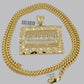 10k Gold Franco Chain Nugget Last Supper Charm Pendant 5mm 20-26 Inches Necklace