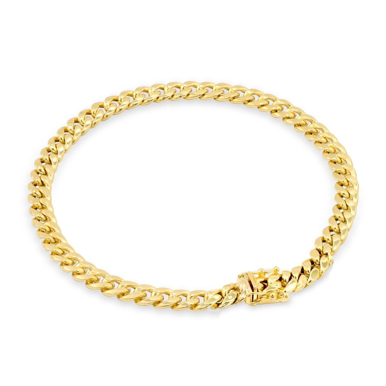 REAL 14k Gold Bracelet Miami Cuban Link 6mm 9 Inch For Mens, Box clasp , 10KT