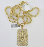 Real 10k Gold Chain Byzantine Necklace Crown Charm Pendant SET  18"-30 Inch 3mm