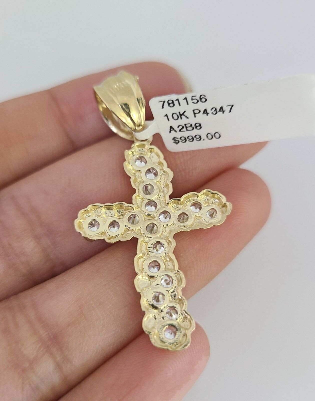 10k Gold Chain Jesus Cross Pendant Set Miami Cuban Necklace 4mm 18"-26" Charm