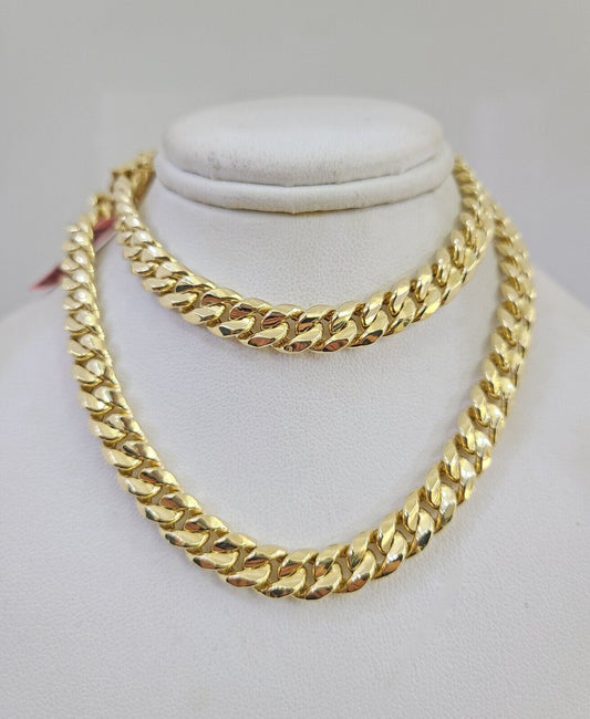 Real 14k Mens Chain Miami Cuban Link Necklace 20" 8mm 14KT Mens Real Gold Sale