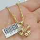 10k Gold Rope Chain Mom Heart Charm Pendant Set 16-28'' Inch 2.5mm Necklace REAL