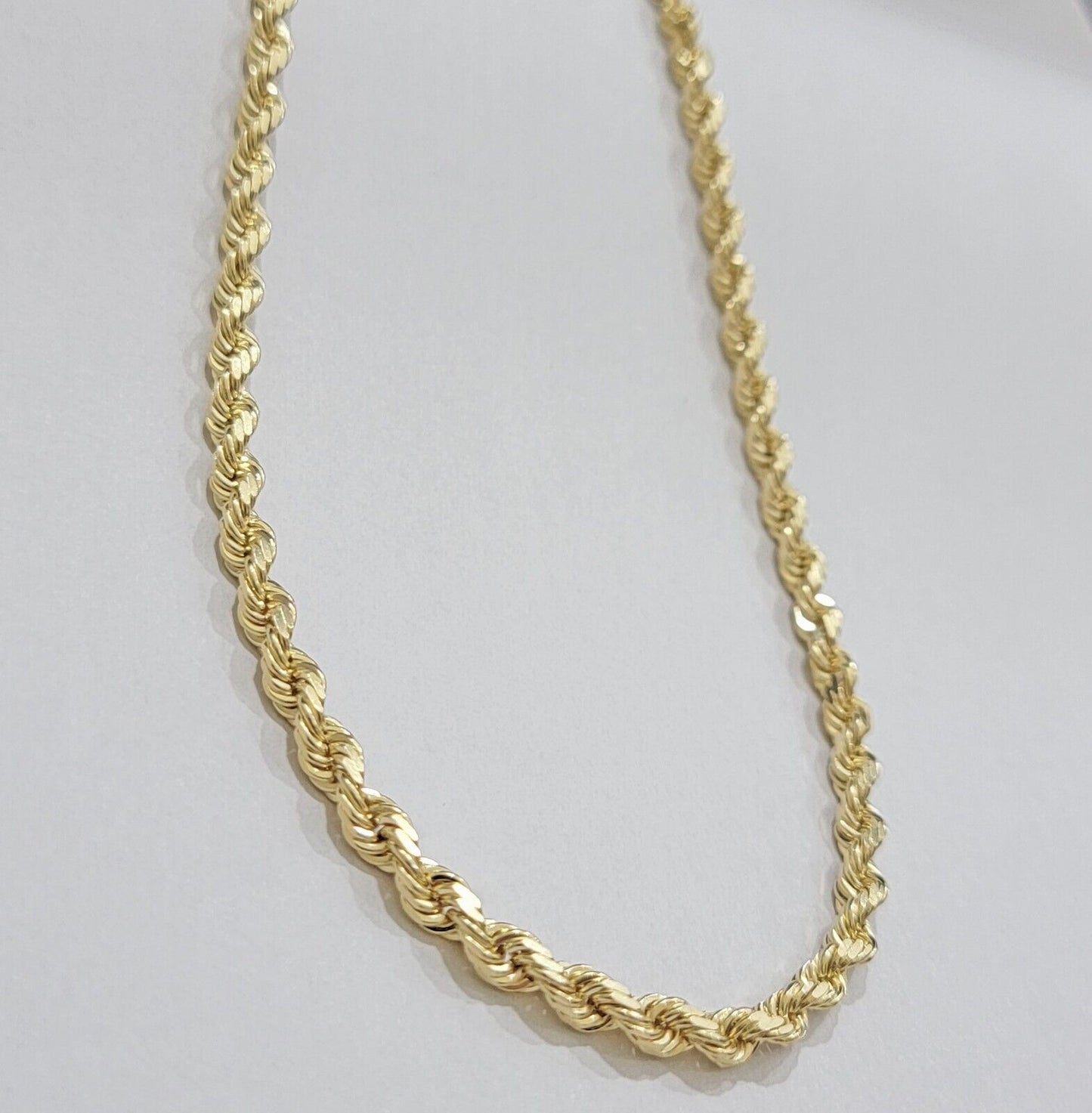 Real 14k Gold Necklace Rope Gold Chain 4mm 28 Inch Diamond Cut SOLID 14kt Mens