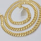 Real 10k Yellow Gold Chain necklace Miami Cuban Link 7mm 20" 22" 24 Inch 10KT