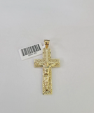 10k Jesus Cross Charm Pendant Religious REAL 10Kt Yellow Gold Genuine Crucifix