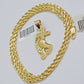 10k Gold Rope Chain Praying Hand Charm Pendant Set 18-28''Inch 3mm Necklace REAL