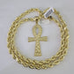 10k Yellow Gold Rope Chain Jesus Cross Charm Pendant 18-30'' Inch 8mm  Necklace