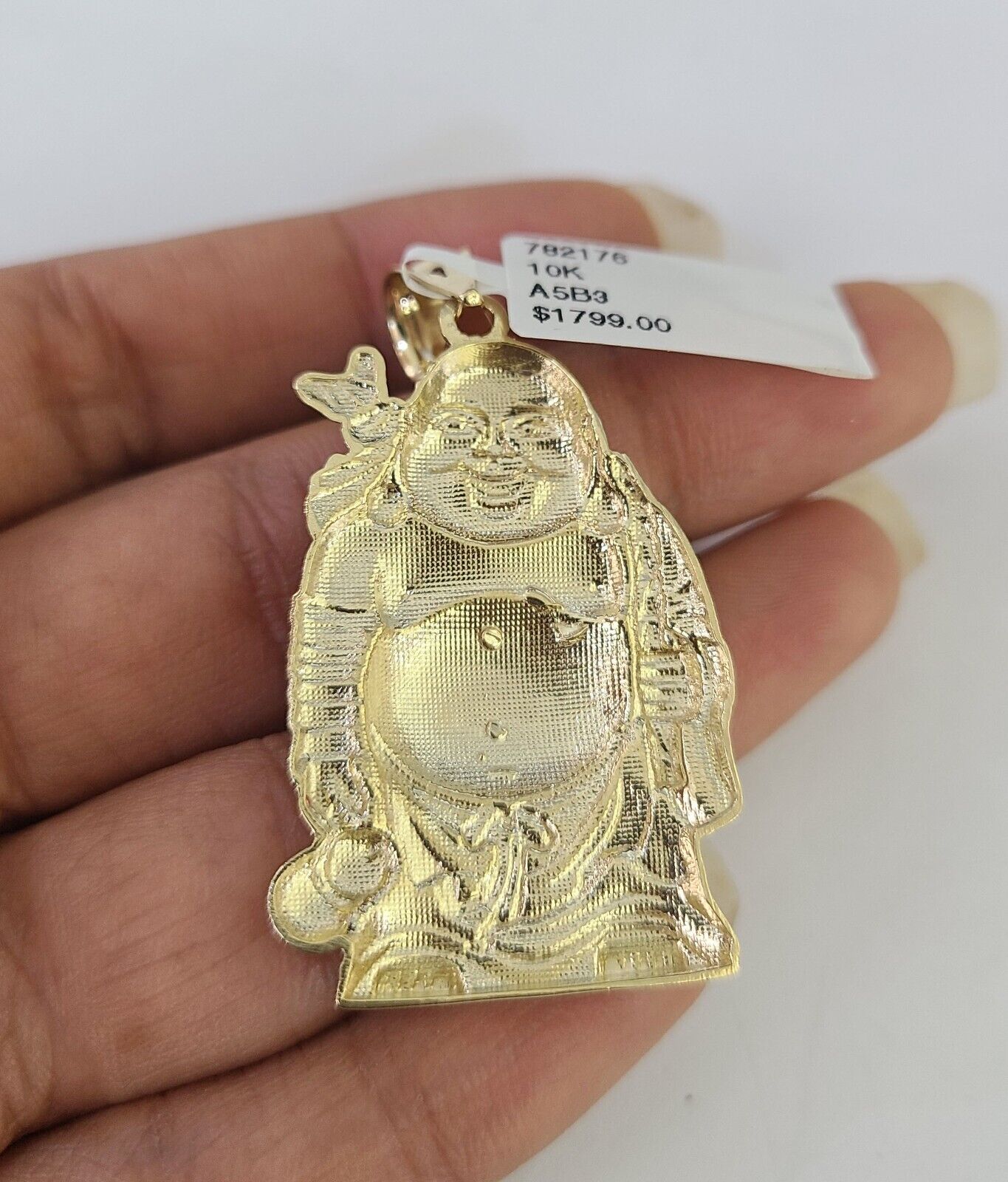 Real 10k Gold Byzantine Necklace Laughing Buddha Charm SET Chain 18"-30" 3mm