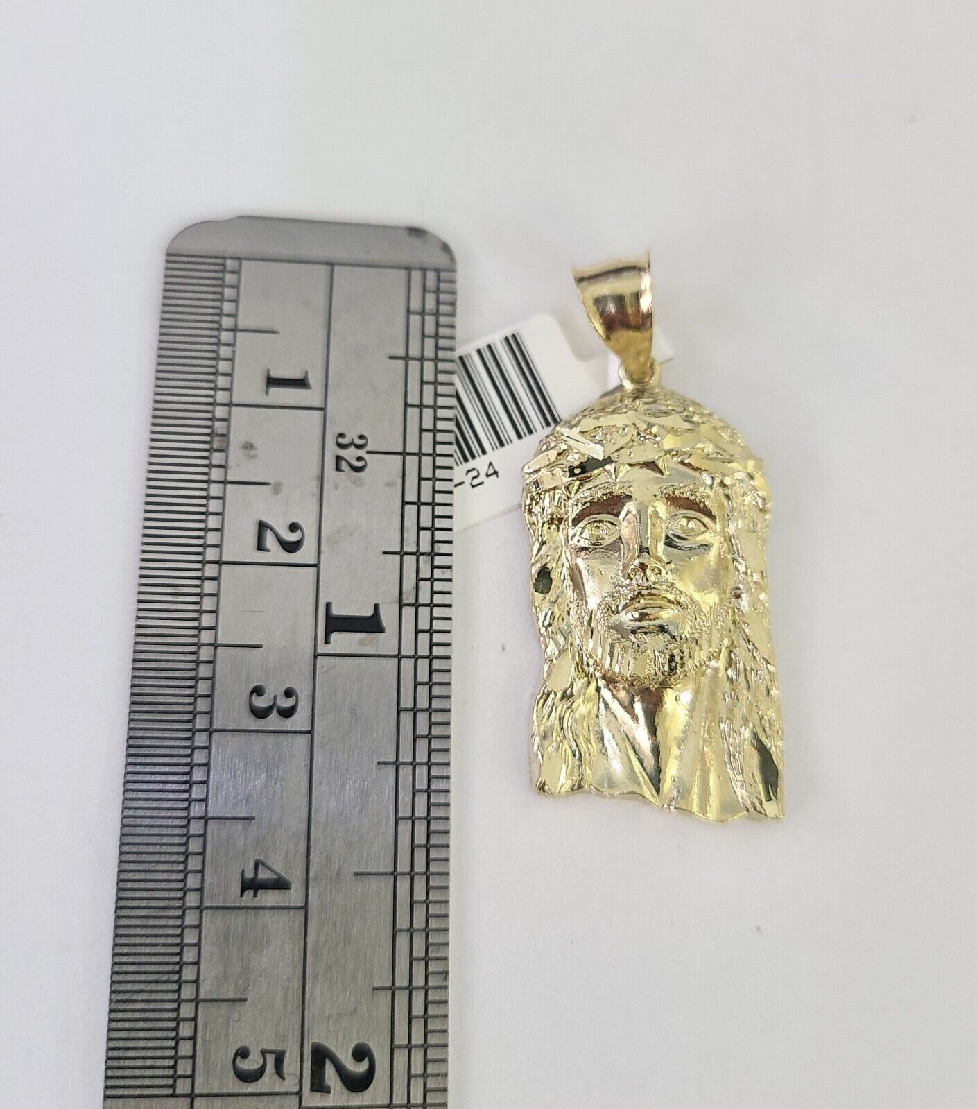 Real 10k Gold Byzantine Necklace Jesus Head Charm SET Chain 18"-30" 3mm Pendant