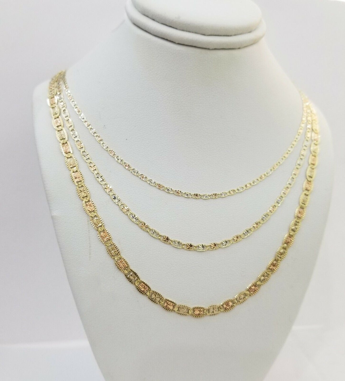 REAL 14k Trio Gold Necklace chain Ladies 3mm 3.5mm 5mm 18"-24" Women