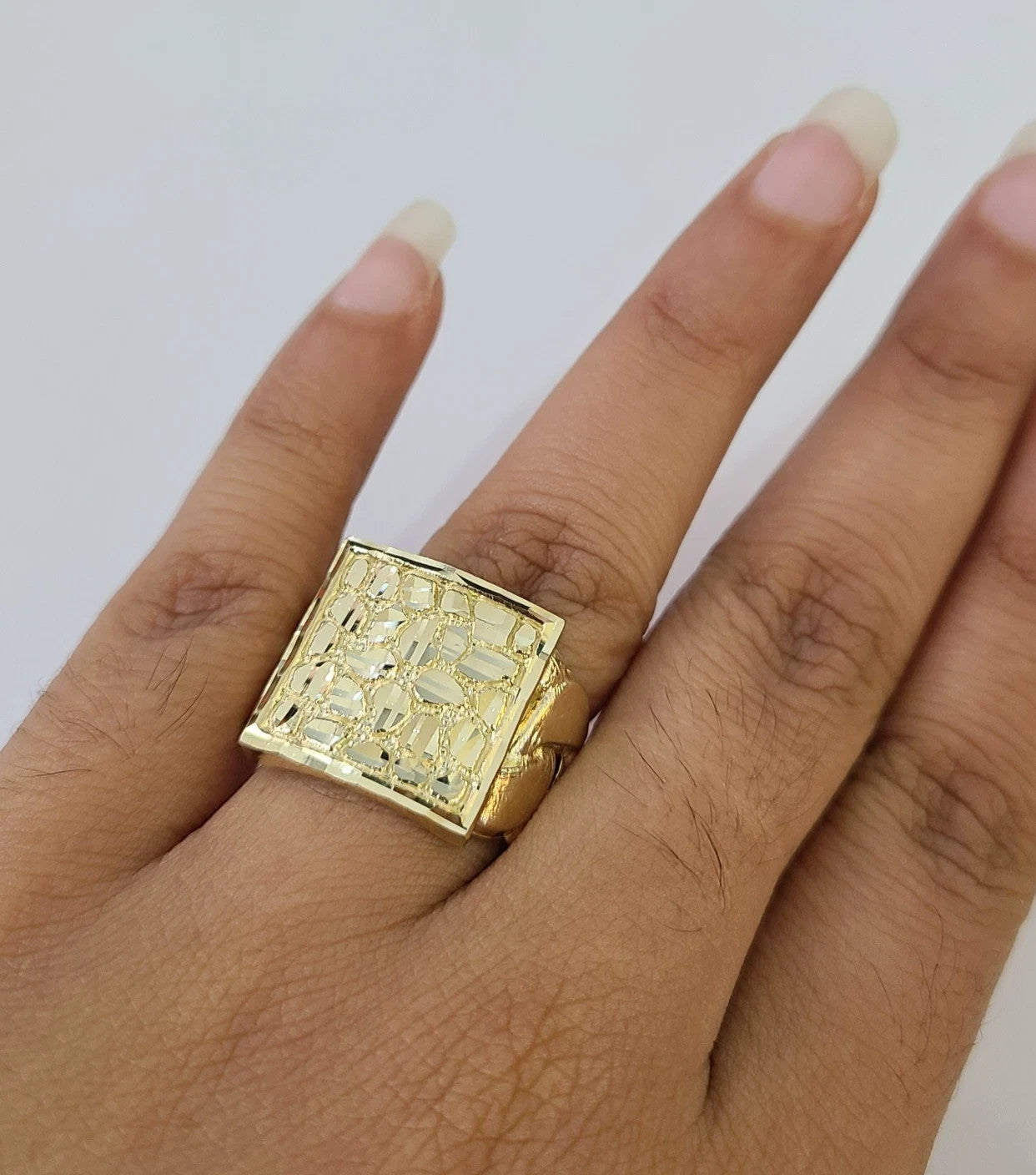 10k Nugget Ring Yellow Gold Women Men Real Genuine 10Kt