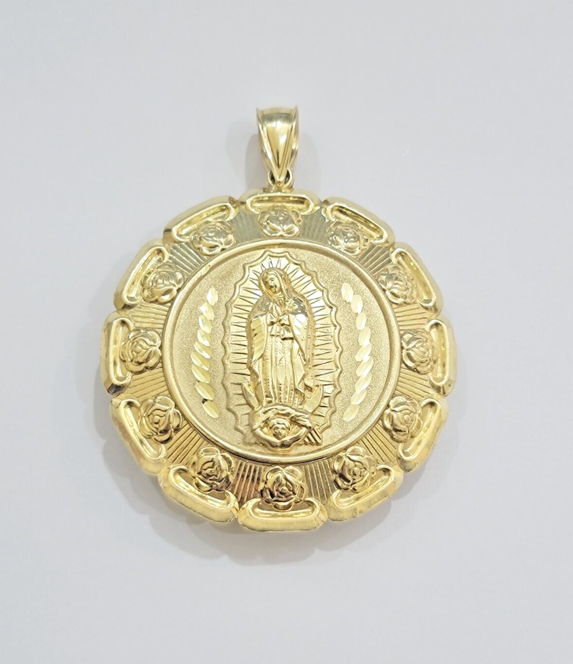 Jesus Virgin Mary Charm Pendant Real 10k Yellow Gold For 10kt Chain Necklace New