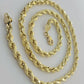 Real Gold 10k Rope Necklace Mens Chain 6mm 20" Inches Yellow Gold Diamond END