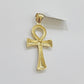 10k Gold Rope Chain Ankh Cross Charm Pendant Set 18"-28" inch 3mm Necklace, REAL