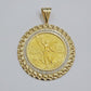 10k Gold Mexican Centenario Copy Coin Charm 50 Pesos Bezel 10kt Pendant Replica