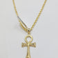 10k Gold Rope Chain Ankh Cross Charm Pendant Set 18"-28" inch 3mm Necklace, REAL