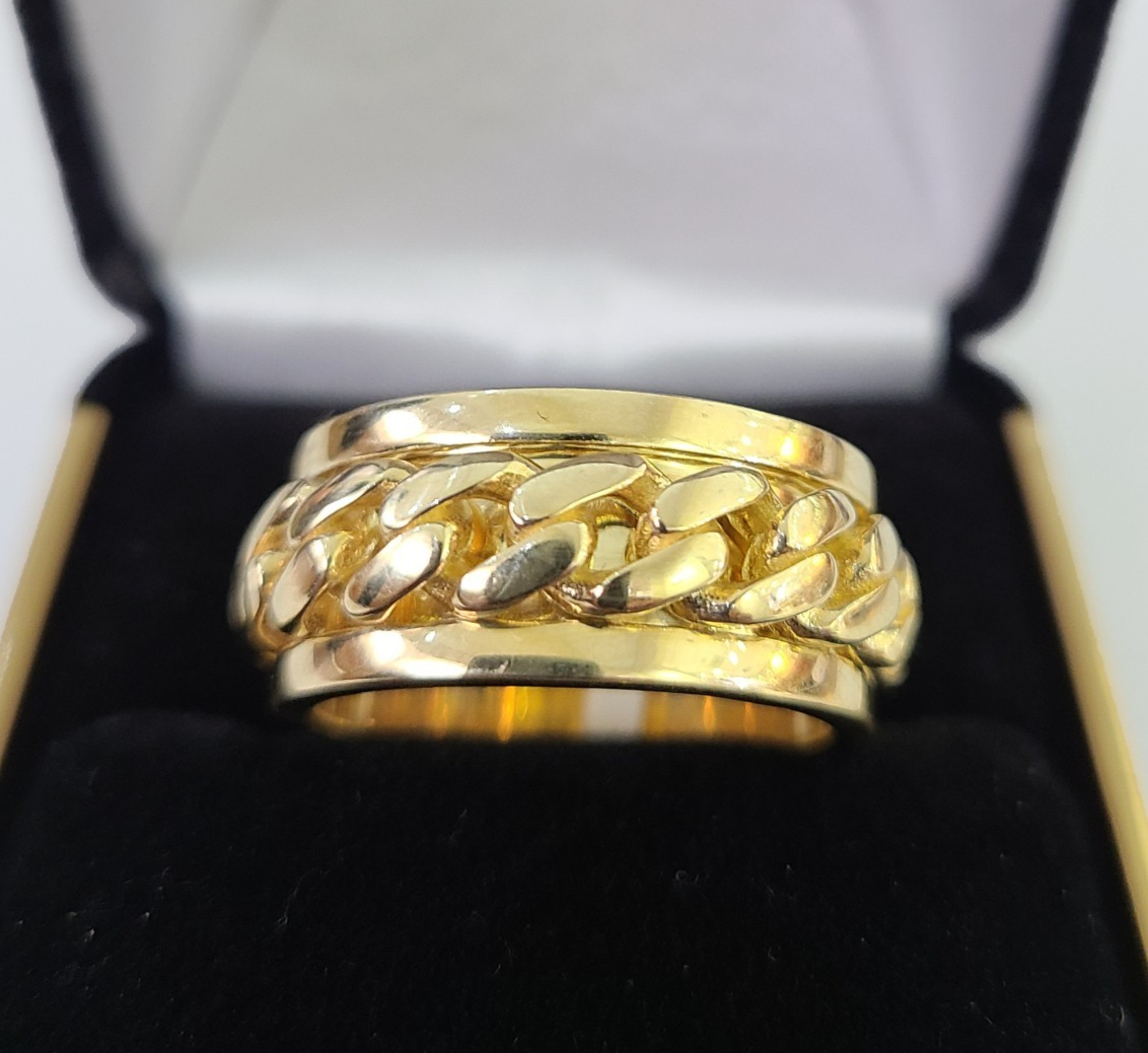 10k Miami Cuban Ring Casual Band Yellow Gold Genuine Brand New Size 6 7 8 9 10 11 & 12