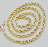 Real 14k Gold Necklace Rope Gold Chain 4mm 28 Inch Diamond Cut SOLID 14kt Mens